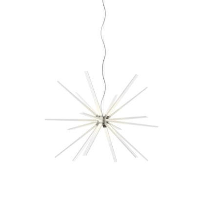 Photon LED Chandelier in Satin Nickel.