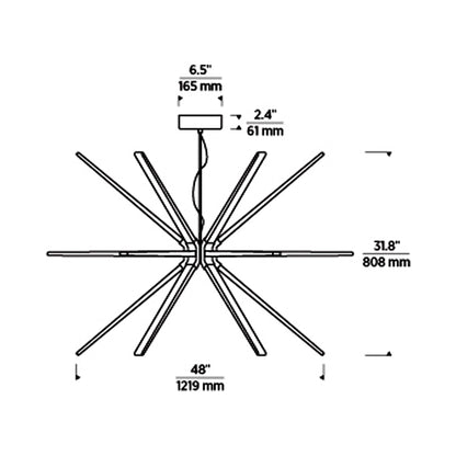Photon LED Chandelier - line drawing.