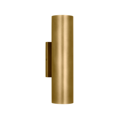 Pressa Outdoor LED Wall Light in Natural Brass (Medium/Cylindrical).