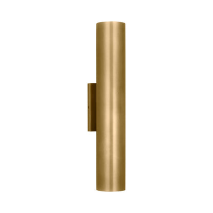 Pressa Outdoor LED Wall Light in Natural Brass (Large/Cylindrical).