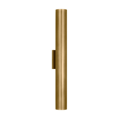 Pressa Outdoor LED Wall Light in Natural Brass (X-Large/Cylindrical).
