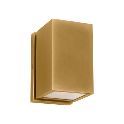 Pressa Outdoor LED Wall Light in Natural Brass (Small/Rectangular).