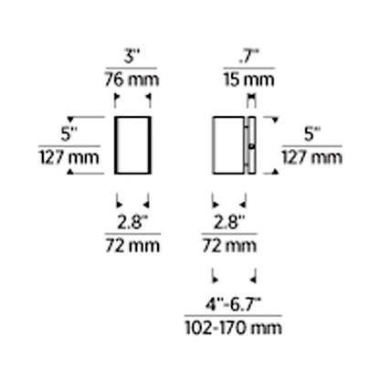 Pressa Outdoor LED Wall Light - line drawing.