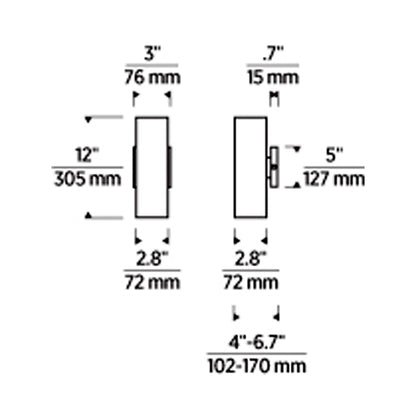 Pressa Outdoor LED Wall Light - line drawing.