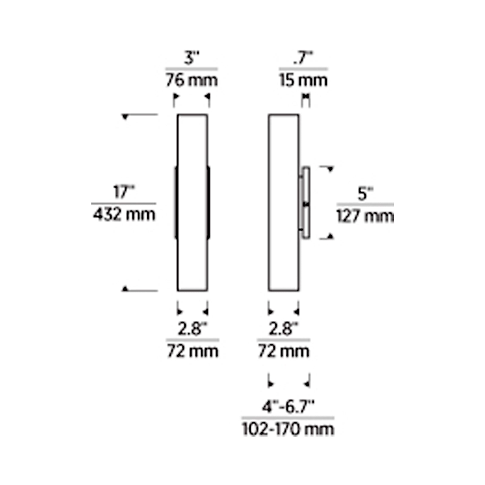 Pressa Outdoor LED Wall Light - line drawing.