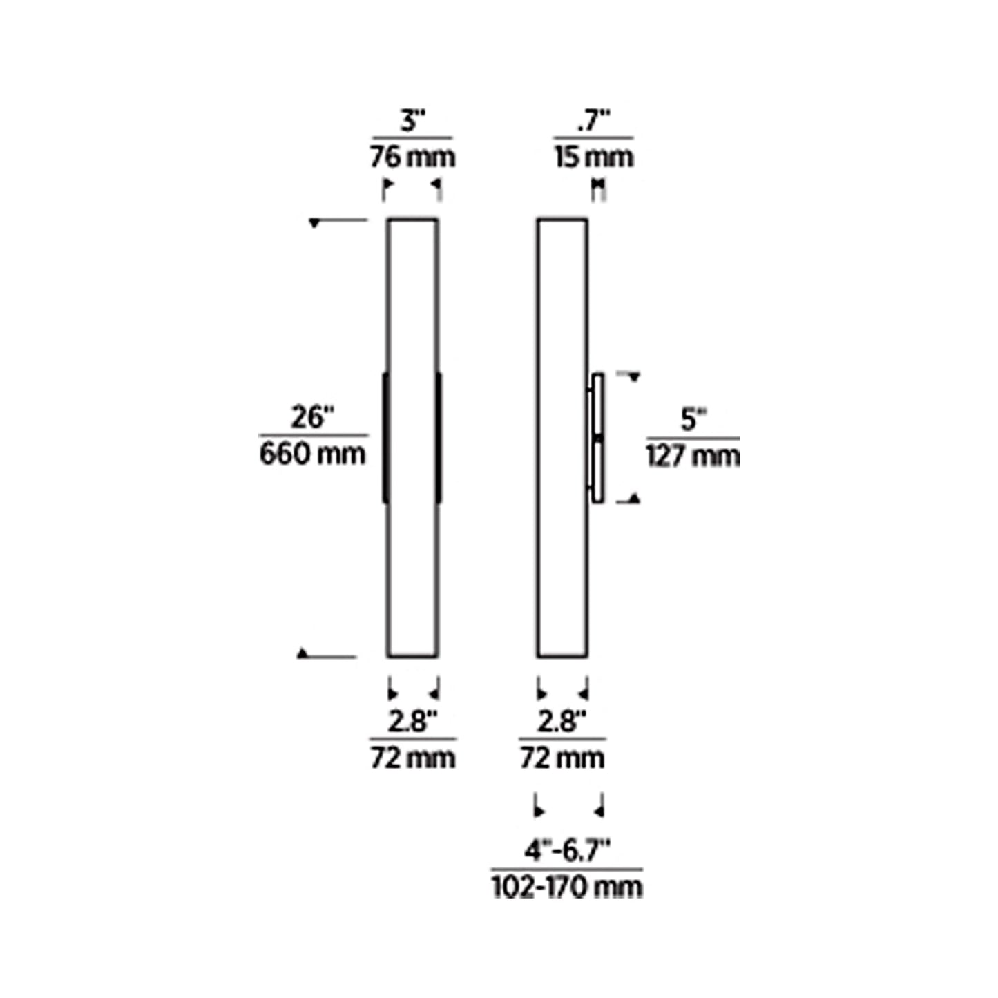Pressa Outdoor LED Wall Light - line drawing.