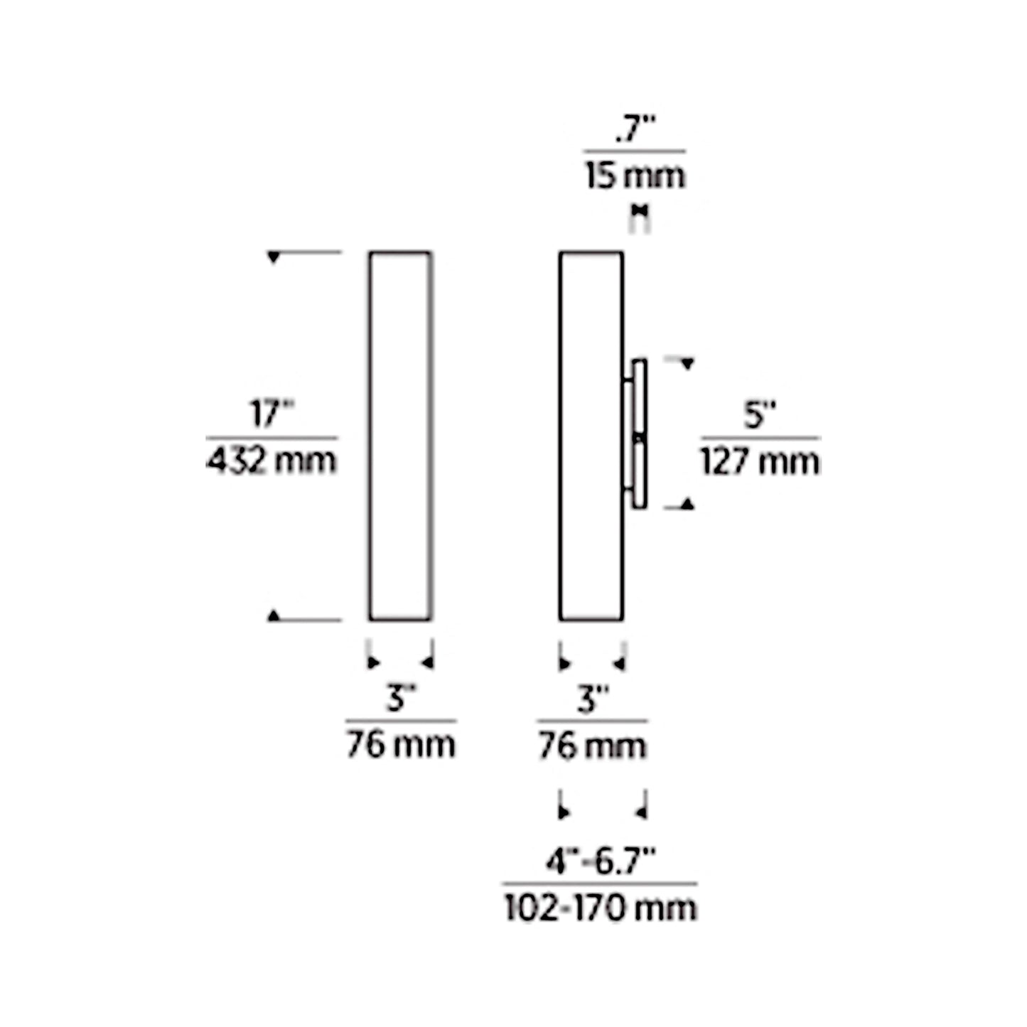 Pressa Outdoor LED Wall Light - line drawing.