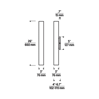 Pressa Outdoor LED Wall Light - line drawing.