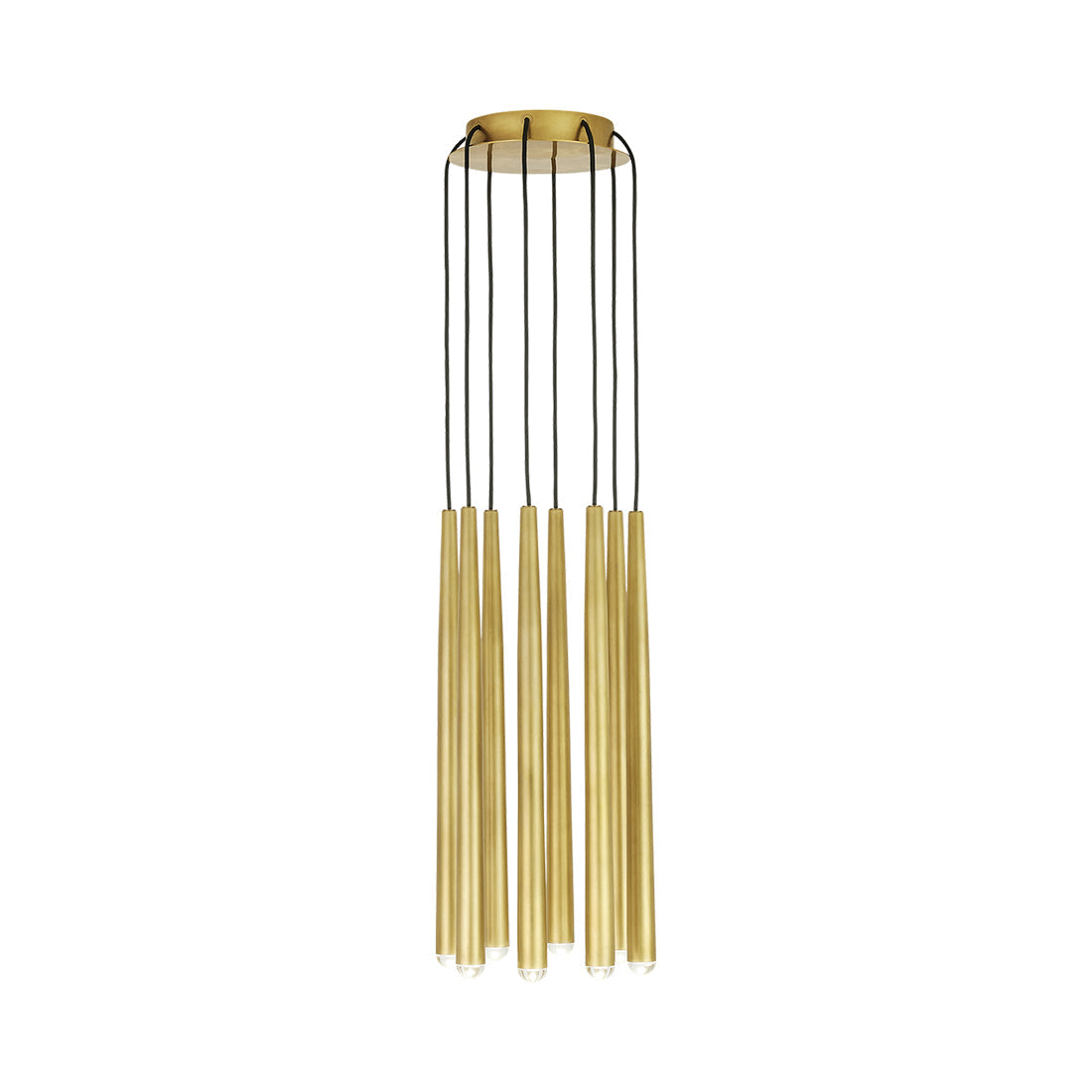 Pylon LED Chandelier in Natural Brass (8-Light/Round).
