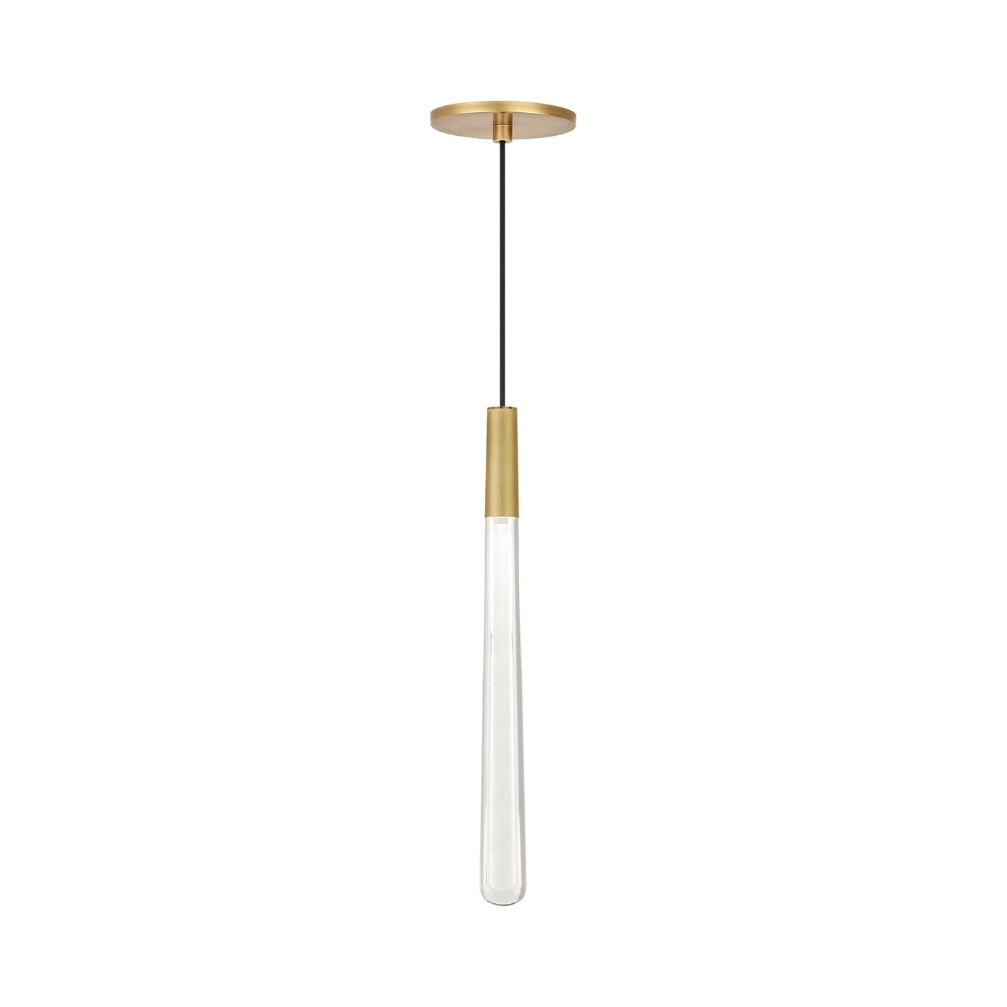 Pylon LED Pendant Light in Natural Brass/Crystal (Large).