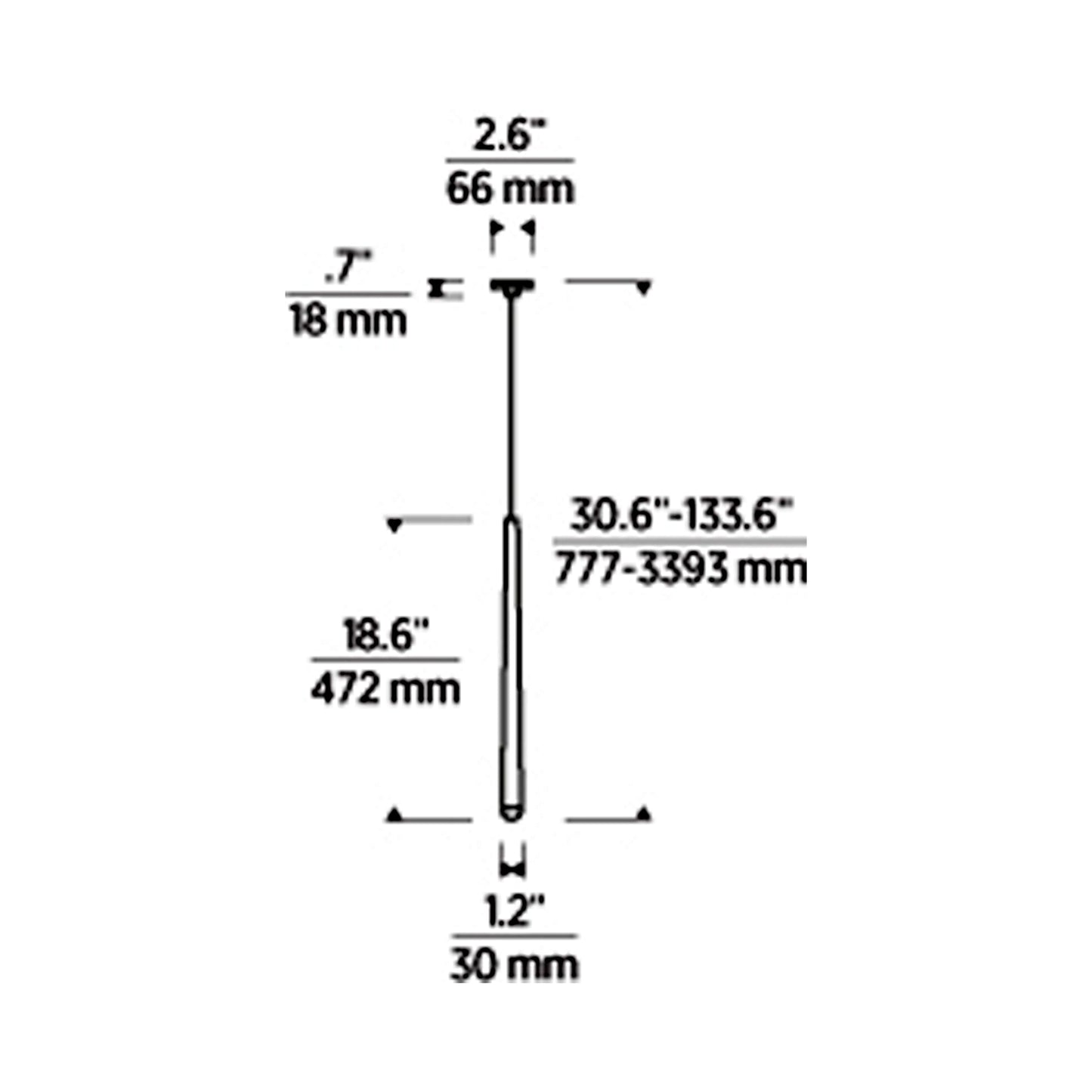 Pylon LED Pendant Light - line drawing.