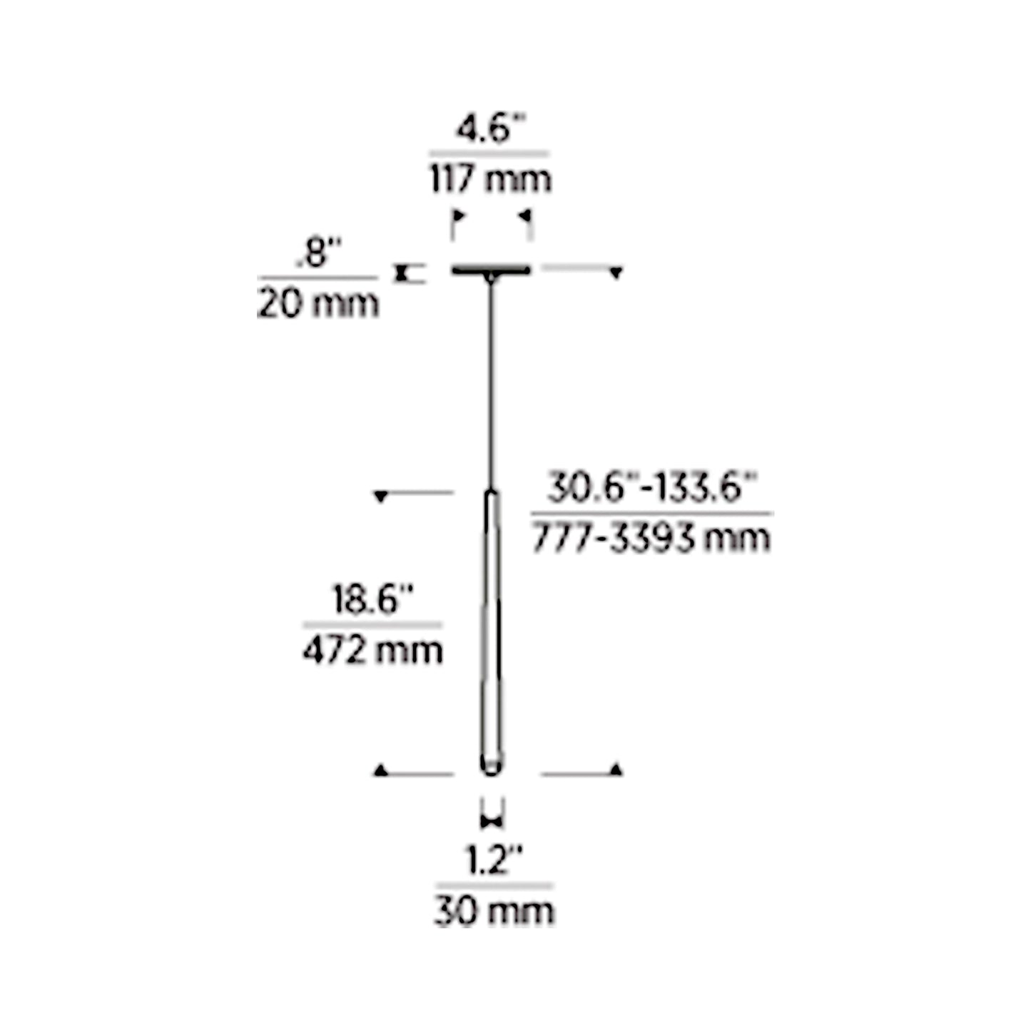 Pylon LED Pendant Light - line drawing.