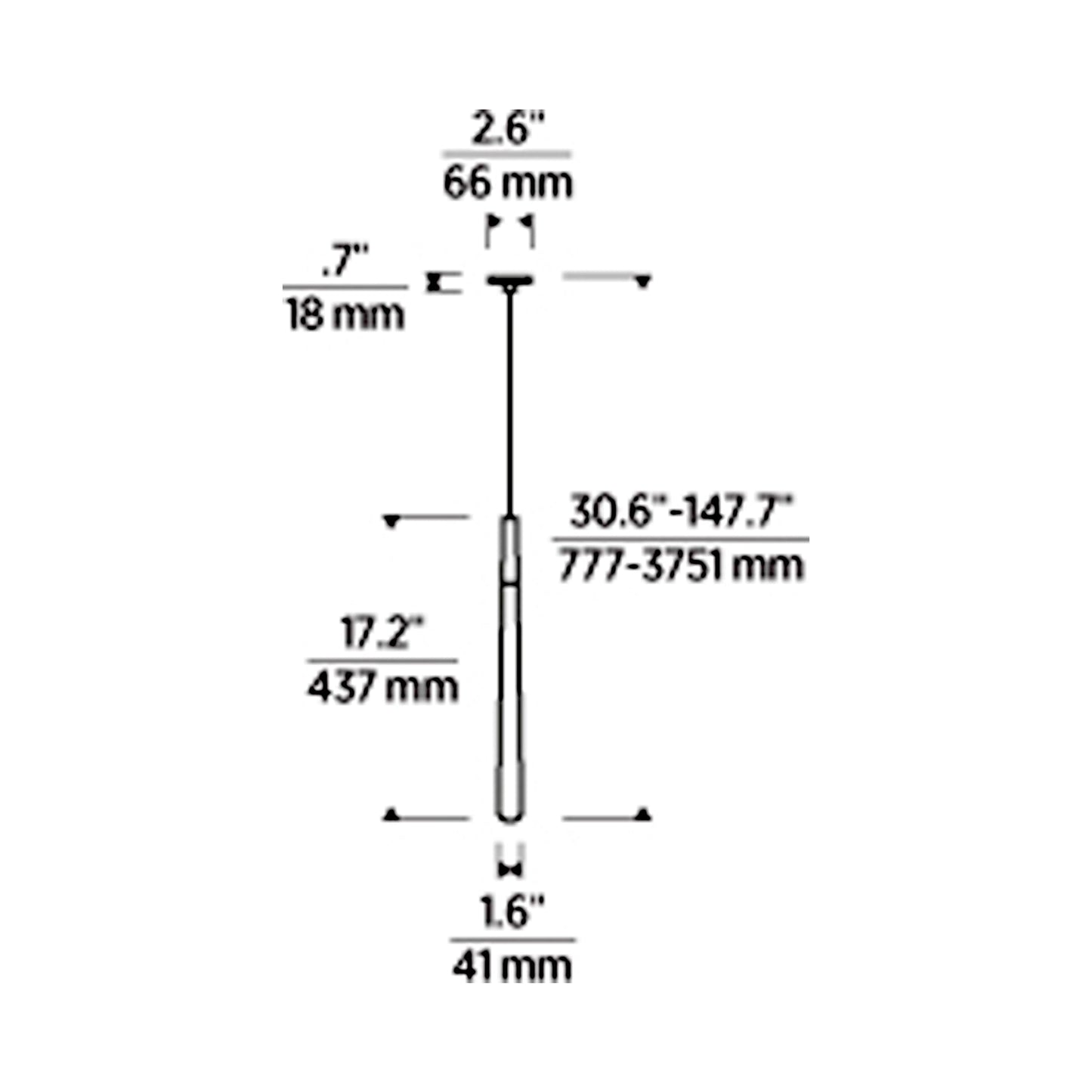 Pylon LED Pendant Light - line drawing.