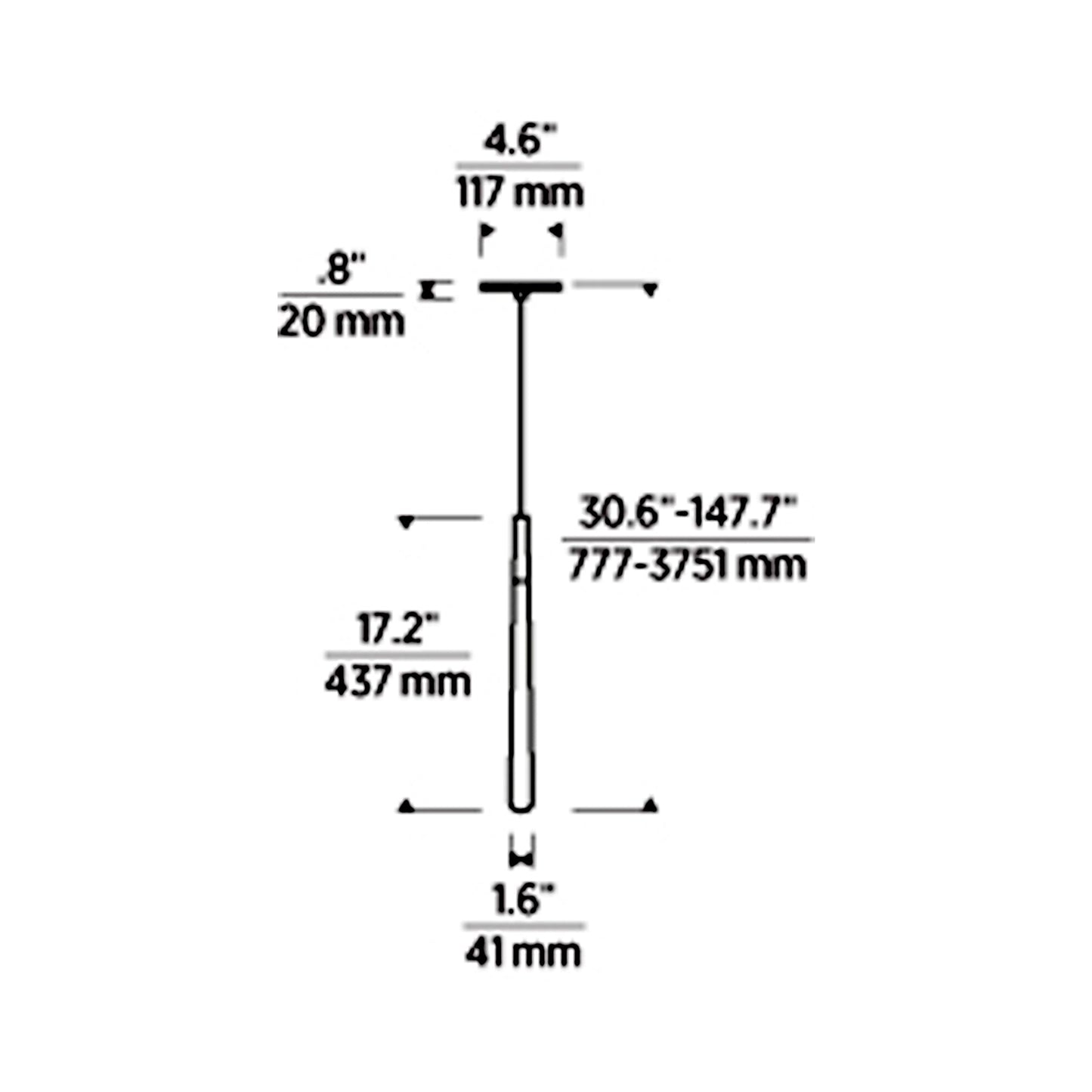 Pylon LED Pendant Light - line drawing.