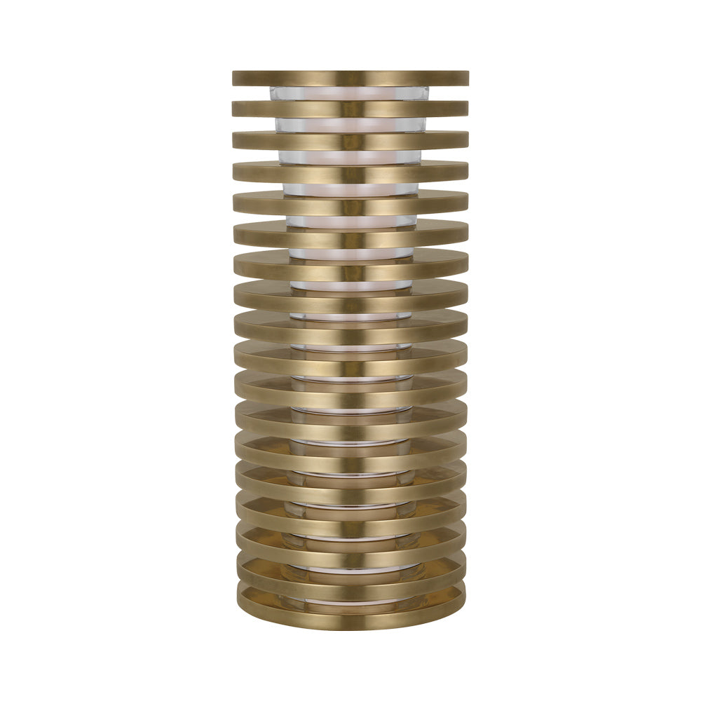 Quoddy LED Table Lamp in Natural Brass.