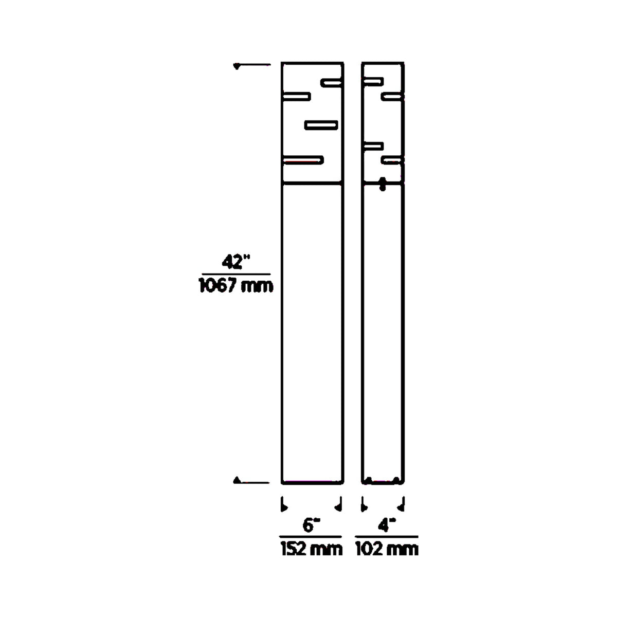 Revel Outdoor LED Bollard - line drawing.