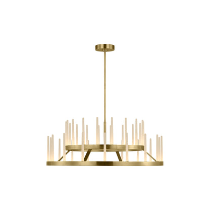 Sagrada Tiered LED Chandelier in Hand-Rubbed Antique Brass (36-Inch).