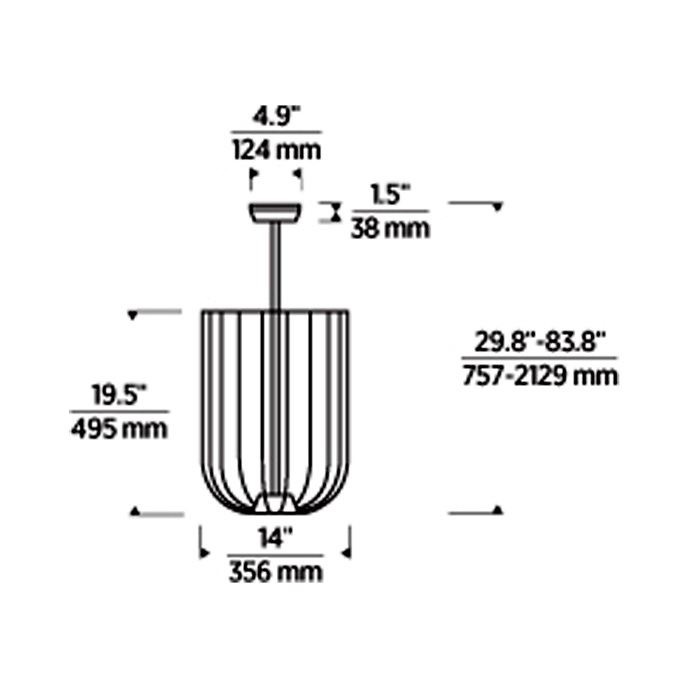 Sanchi LED Pendant Light - line drawing.