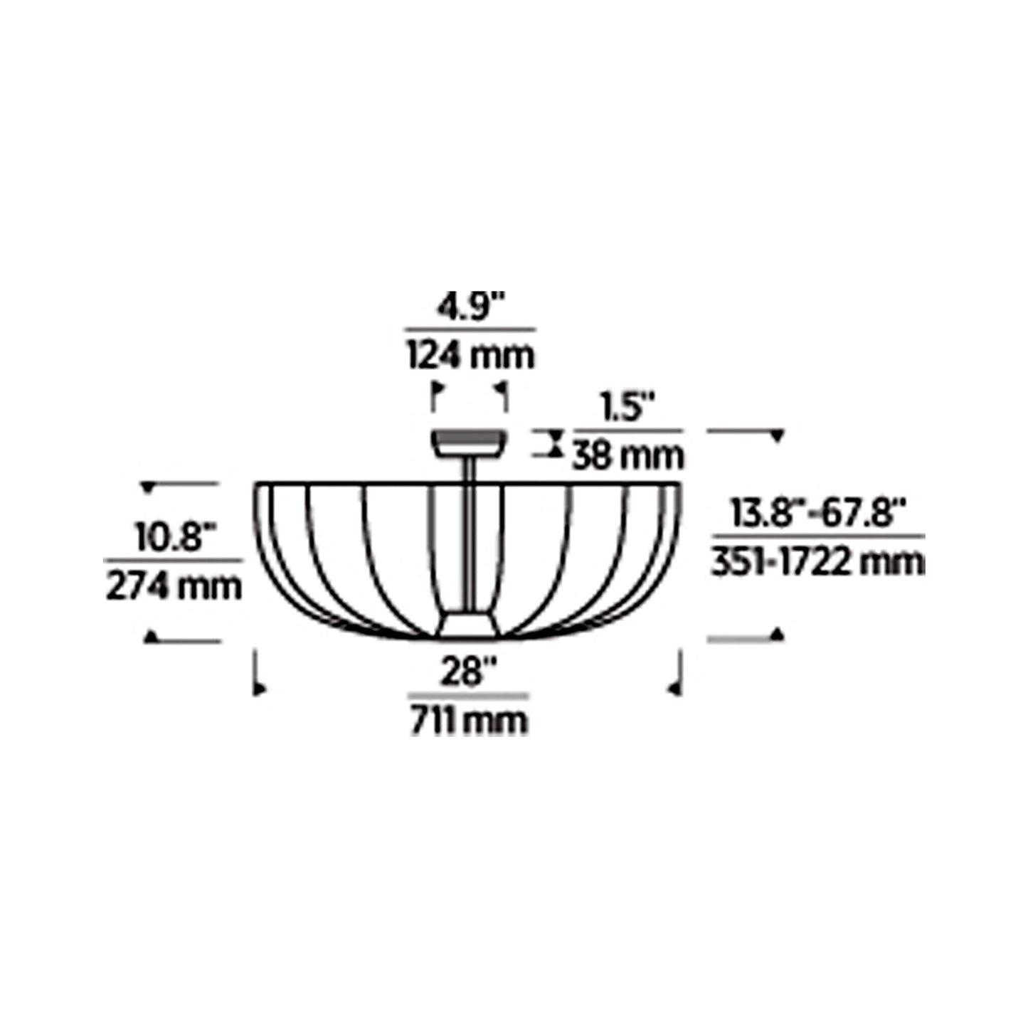 Sanchi LED Semi Flush Mount Ceiling Light - line drawing.