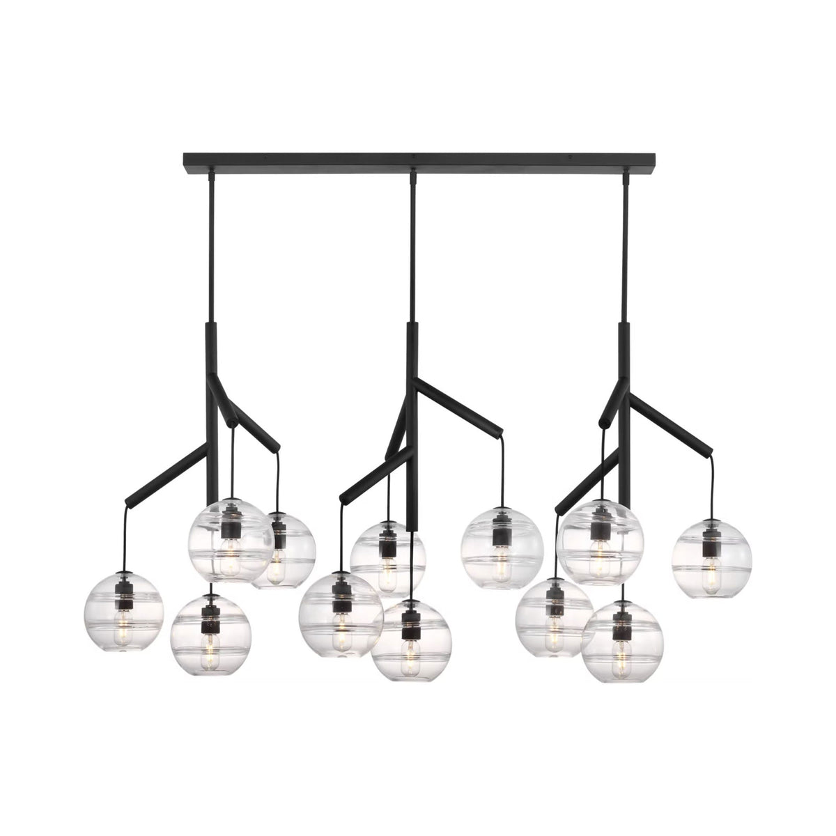 Sedona Double Chandelier in Nightshade Black/Clear (12-Light).