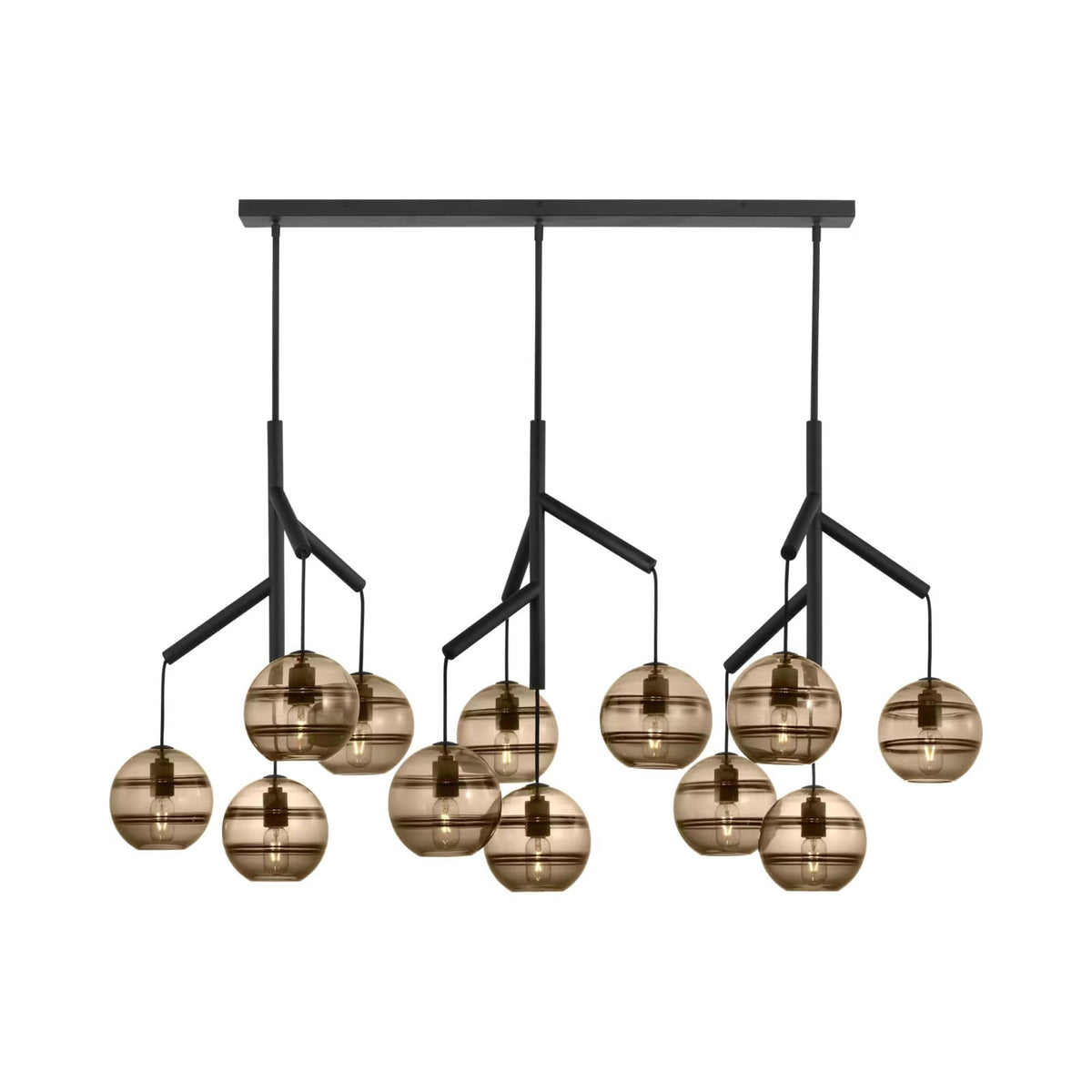 Sedona Double Chandelier in Nightshade Black/Transparent Smoke (12-Light).