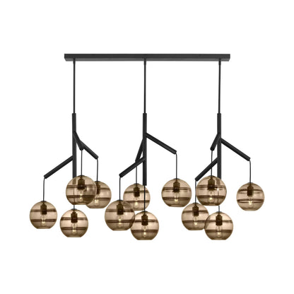 Sedona Double Chandelier in Nightshade Black/Transparent Smoke (12-Light).