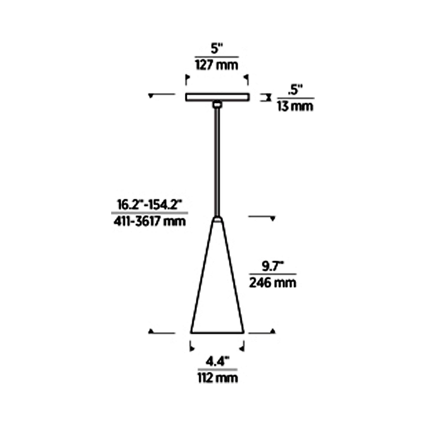 Selina Pendant Light - line drawing.