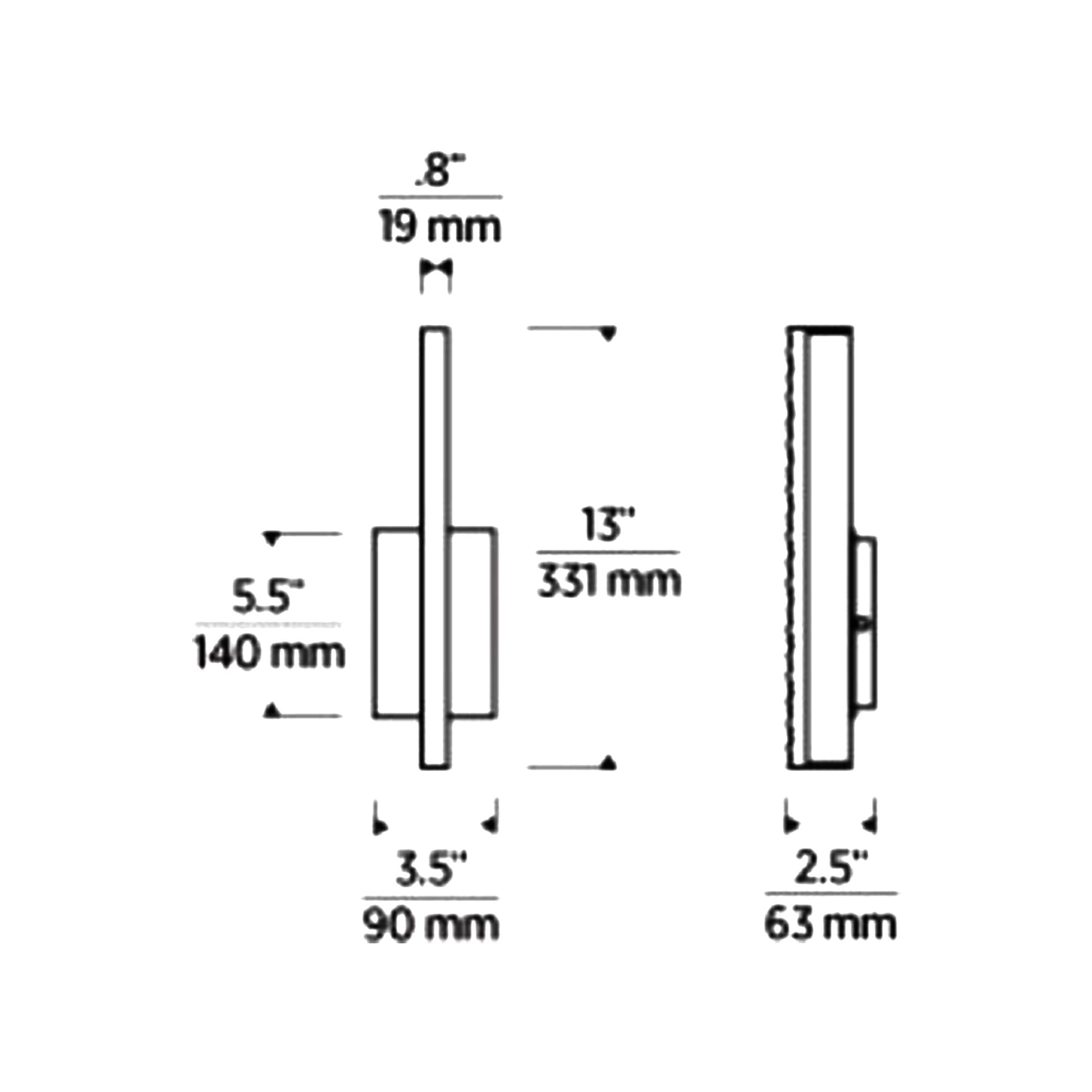 Serre LED Wall Light - line drawing.