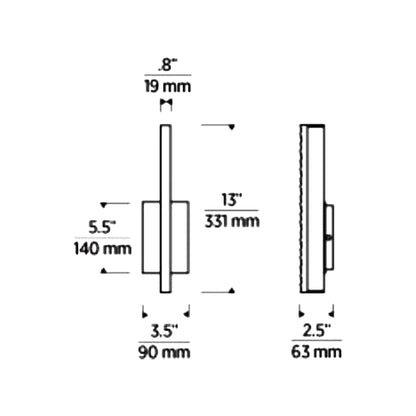 Serre LED Wall Light - line drawing.