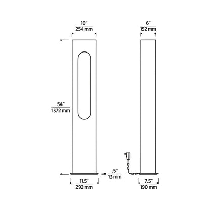 Shielded LED Floor Lamp - line drawing.