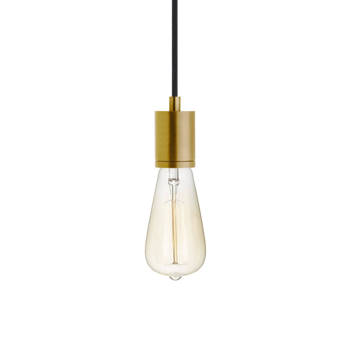 SoCo 8 Foot Pendant Light in Natural Brass/Black Cord.