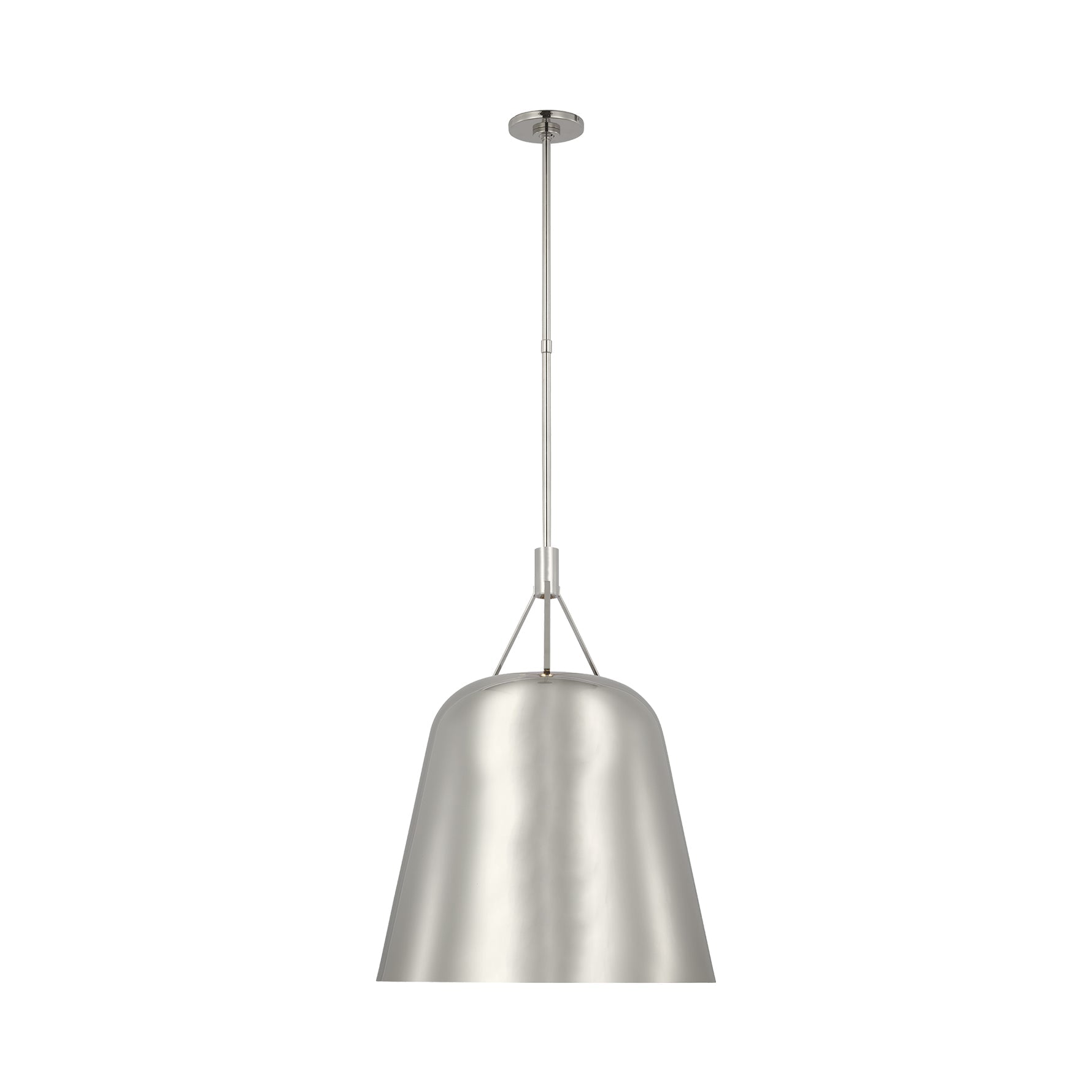 Sospeso Tapered LED Pendant Light in Polished Nickel.