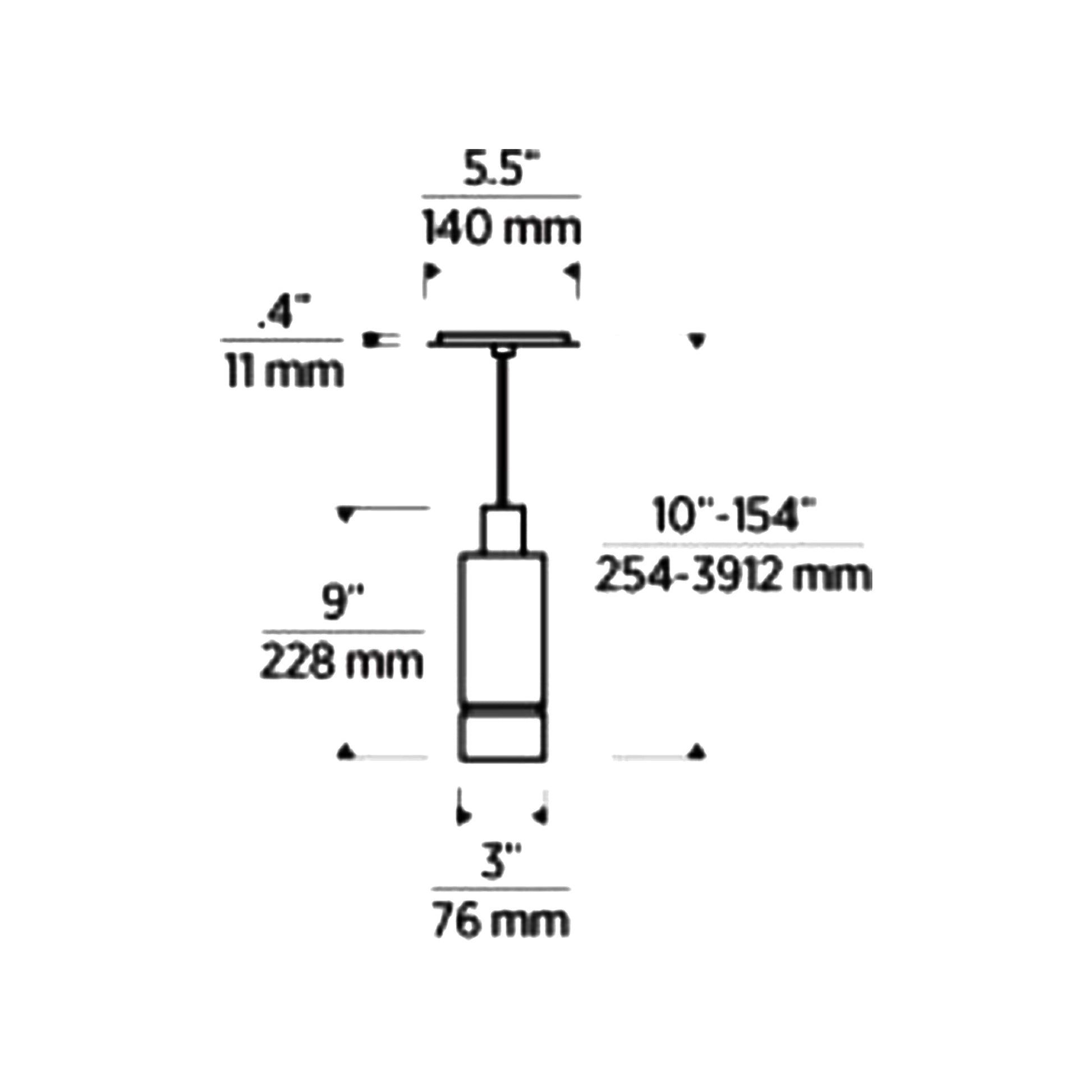 Sottile LED Pendant Light - line drawing.