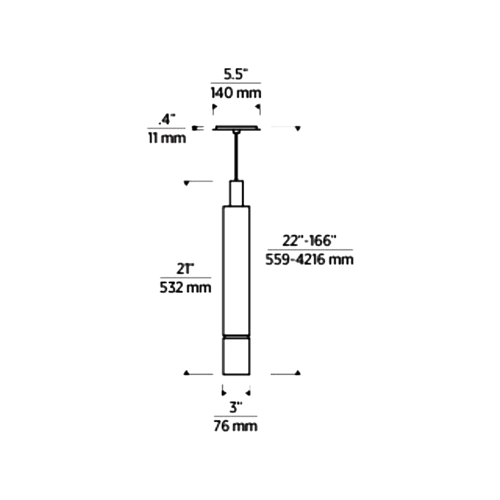 Sottile LED Pendant Light - line drawing.