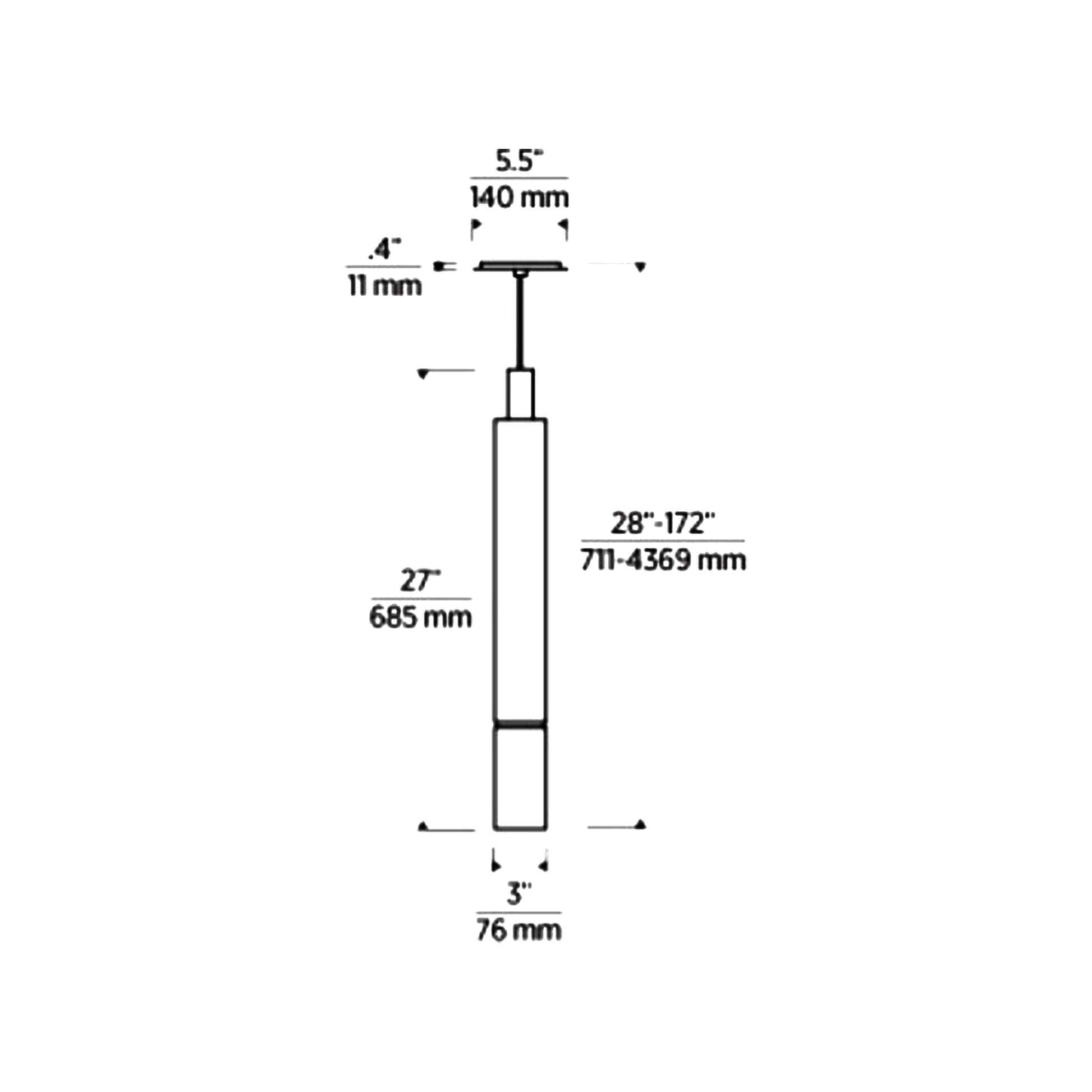 Sottile LED Pendant Light - line drawing.