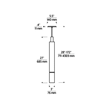 Sottile LED Pendant Light - line drawing.