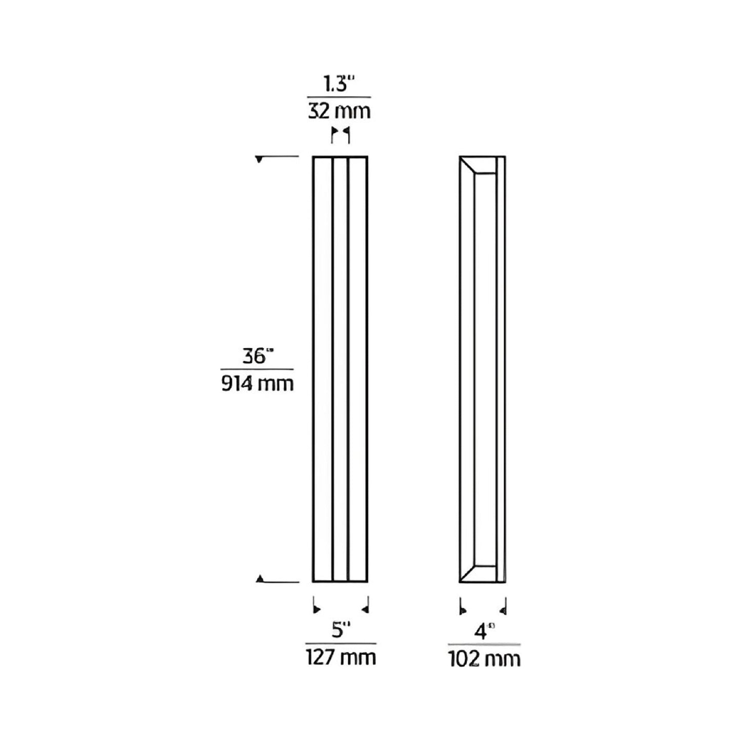 Stagger Outdoor LED Wall Light - line drawing.