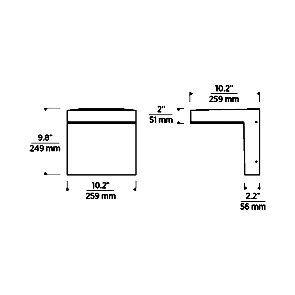 Taag Outdoor LED Wall Light - line drawing.