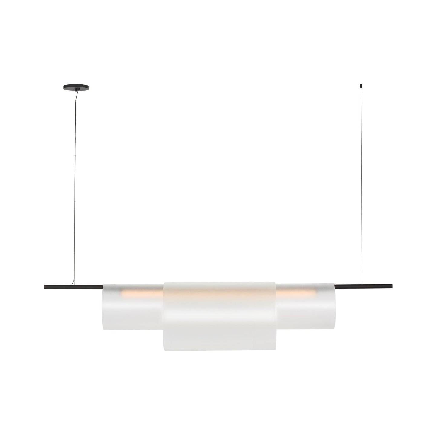 Trace Double Linear LED Chandelier in Nightshade Black.