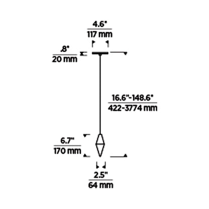 Turret LED Pendant Light - line drawing.