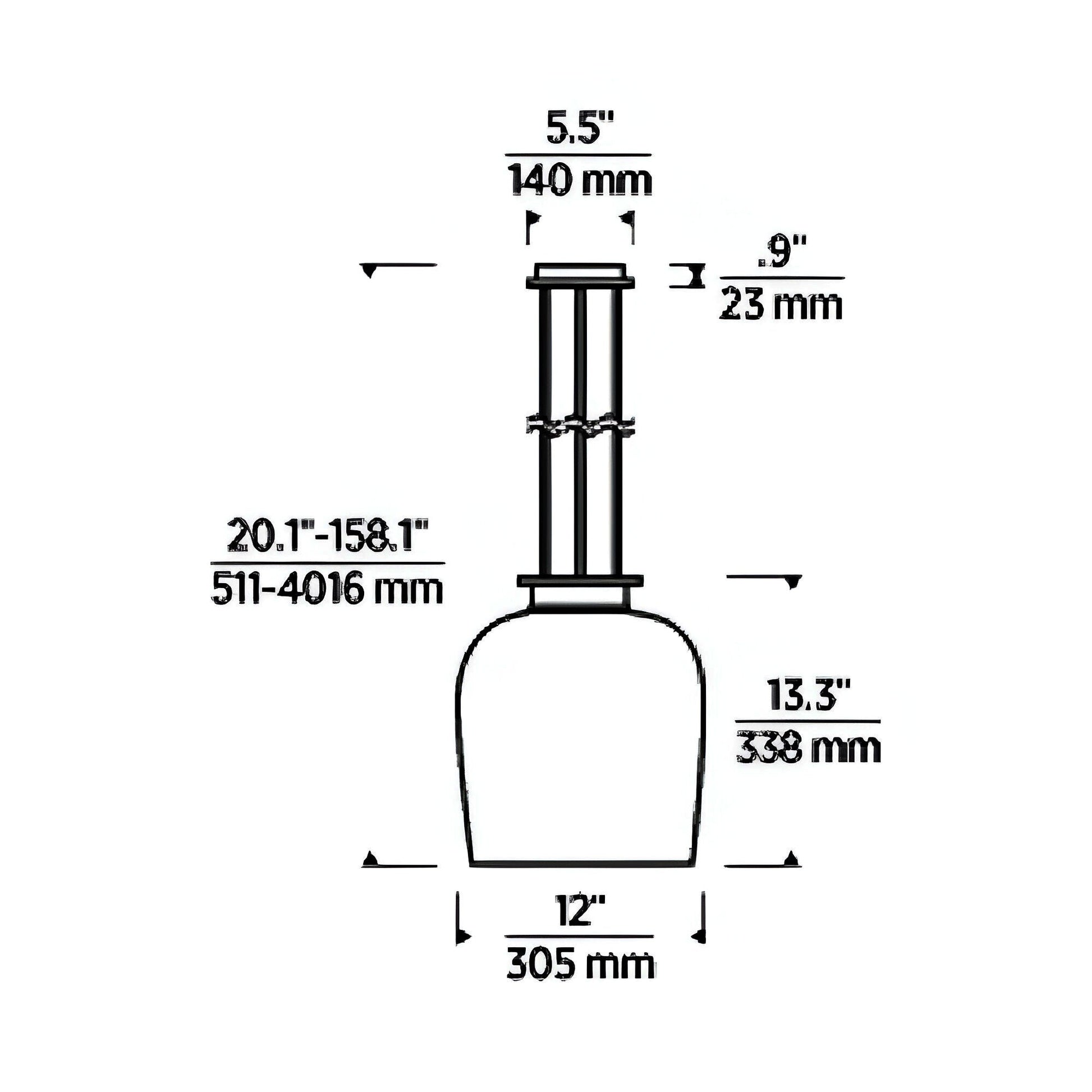 Vetro LED Pendant Light - line drawing.