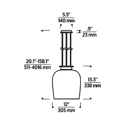 Vetro LED Pendant Light - line drawing.