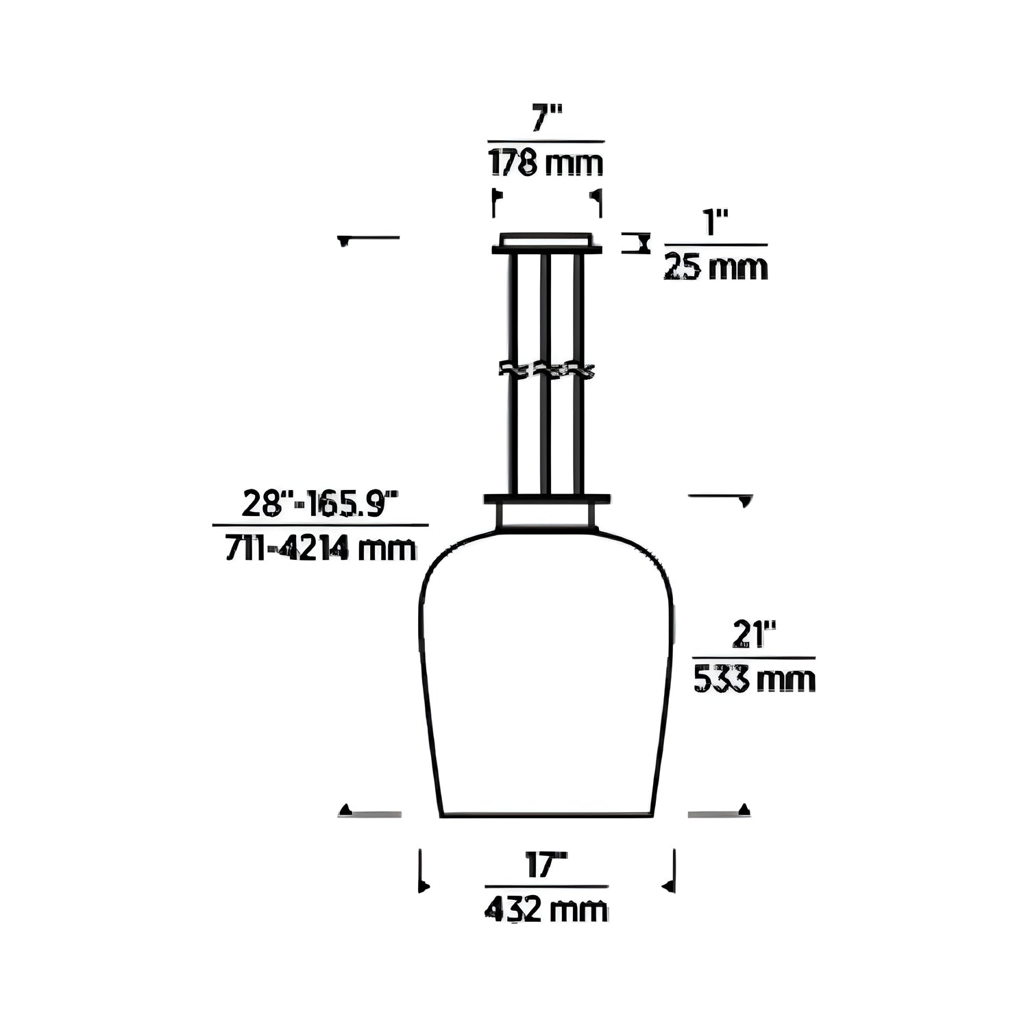 Vetro LED Pendant Light - line drawing.