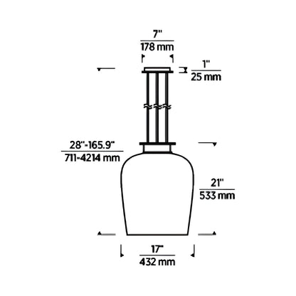 Vetro LED Pendant Light - line drawing.
