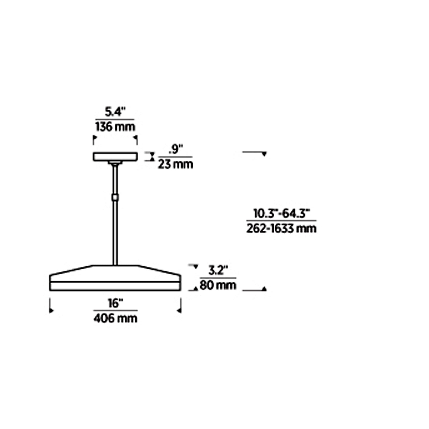 Wyatt LED Pendant Light - line drawing.