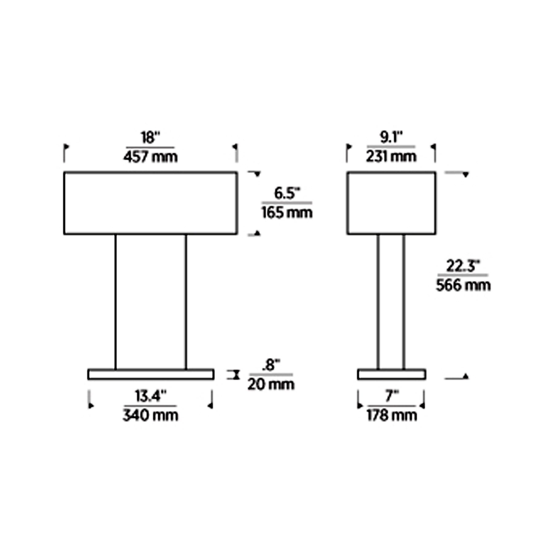Wyllis LED Table Lamp - line drawing.