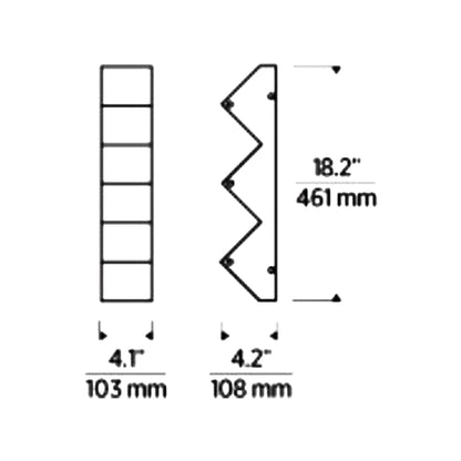 Zig Zag LED Wall Light - line drawing.