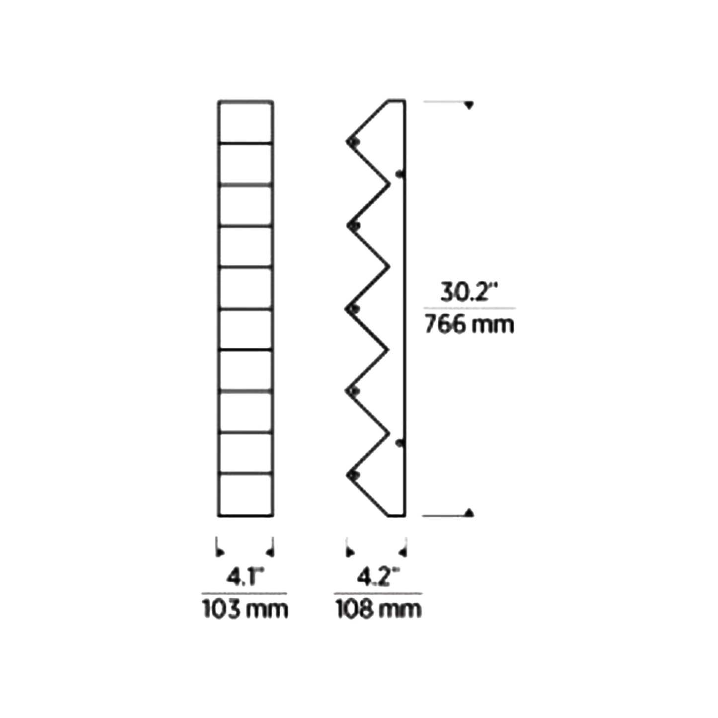 Zig Zag LED Wall Light - line drawing.