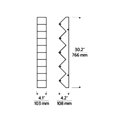 Zig Zag LED Wall Light - line drawing.