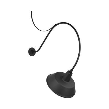 Academy Anchored Larrabee Barn Outdoor Wall Light in Matte Black/16-Inch Matte Black Bowers Shade (36-Inch).